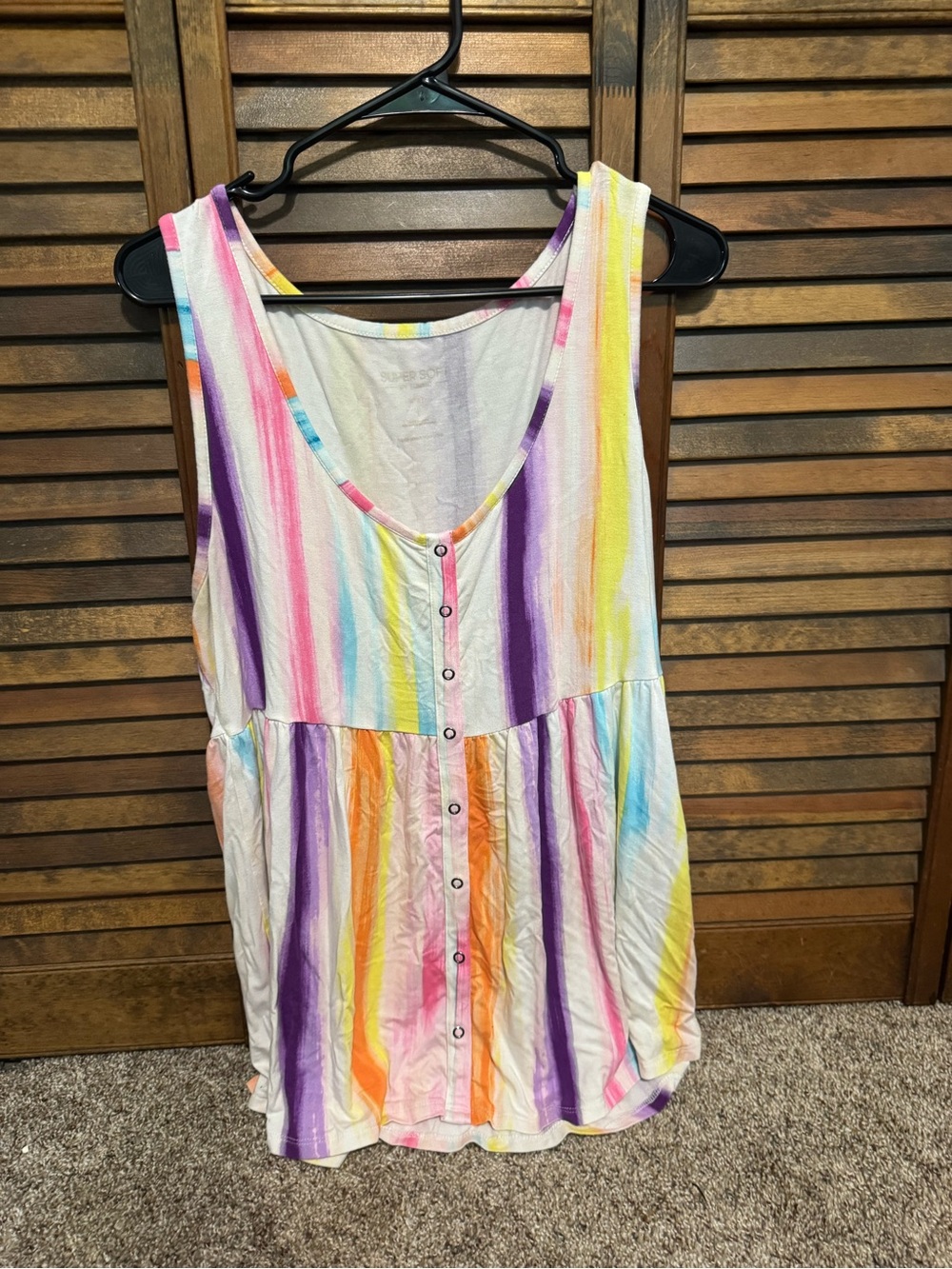 torrid Multi-Color Striped Button-Front Tank Top